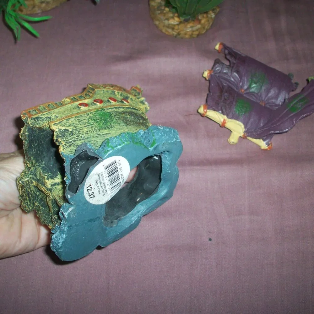Aquarium Fish Tank Landscape Pirate Ship Wreck Ship Decor Plants Resin Boat Lot